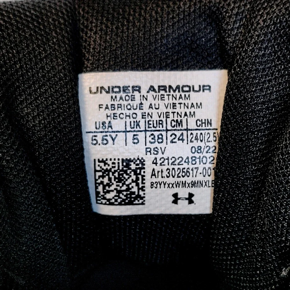 Under Armour Lockdown 6 Big Kids Basketball Shoes Sneakers Black White Size 5.5Y